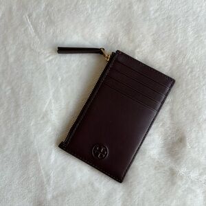 Tory Burch Brown Wallet with Textured Leather and Compact Design